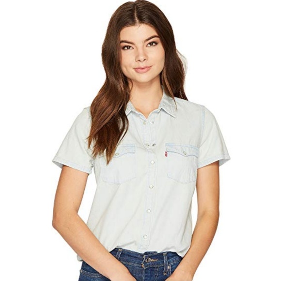 NWT Levi's Larissa Western Cotton Denim Shirt XS - Picture 3 of 4